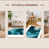 Ultra Soft Area Rug, Non Slip, Stain Resistant, Washable Area Rugs for Living Room, Bedroom, Contemporary Neutral Teal Waves(Blue)