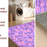 Ultra Soft Area Rug, Non Slip, Stain Resistant, Washable Area Rugs for Living Room, Bedroom, Rustic Purple and Pink Flourish(Purple)