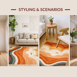 Ultra Soft Area Rug, Non Slip, Stain Resistant, Washable Area Rugs for Living Room, Bedroom, Sophisticated Cozy Symmetrical Design(Orange)