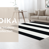 Ultra Soft Area Rug, Non Slip, Stain Resistant, Washable Area Rugs for Living Room, Bedroom, Sleek Abstract Striped Arrangement(Black)