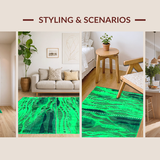 Ultra Soft Area Rug, Non Slip, Stain Resistant, Washable Area Rugs for Living Room, Bedroom, Trippy Shaggy Green Aesthetic(Green)