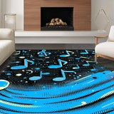 Ultra Soft Area Rug, Non Slip, Stain Resistant, Washable Area Rugs for Living Room, Bedroom, Dynamic Modern Graphic Theme(Blue)