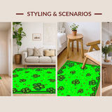 Ultra Soft Area Rug, Non Slip, Stain Resistant, Washable Area Rugs for Living Room, Bedroom, Rustic Low-Profile Clover Design(Green)