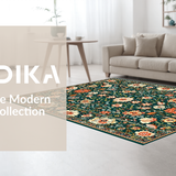 Ultra Soft Area Rug, Non Slip, Stain Resistant, Washable Area Rugs for Living Room, Bedroom, Serene Pastel Floral Fusion(Green)