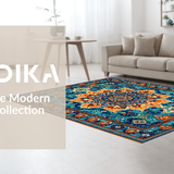 Ultra Soft Area Rug, Non Slip, Stain Resistant, Washable Area Rugs for Living Room, Bedroom, Vibrant Mandala Floral Composition(Blue)