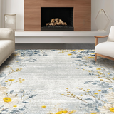 Ultra Soft Area Rug, Non Slip, Stain Resistant, Washable Area Rugs for Living Room, Bedroom, Modern Abstract Floral Art(Gray)