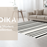 Ultra Soft Area Rug, Non Slip, Stain Resistant, Washable Area Rugs for Living Room, Bedroom, Striped Monochrome Welcome Rug with Classic Parallel Lines and Modern Accents(Black)