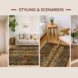 Ultra Soft Area Rug, Non Slip, Stain Resistant, Washable Area Rugs for Living Room, Bedroom, Earthy Toned Wild Spirit(Orange)