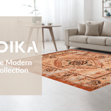 Ultra Soft Area Rug, Non Slip, Stain Resistant, Washable Area Rugs for Living Room, Bedroom, Elegant Tribal Geometric Arrangement(Orange)