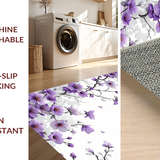 Ultra Soft Area Rug, Non Slip, Stain Resistant, Washable Area Rugs for Living Room, Bedroom, Modern Elegant Floral Composition(Purple)