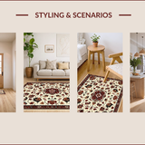 Ultra Soft Area Rug, Non Slip, Stain Resistant, Washable Area Rugs for Living Room, Bedroom, Traditional Floral Motif(Beige)