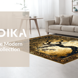 Ultra Soft Area Rug, Non Slip, Stain Resistant, Washable Area Rugs for Living Room, Bedroom, Modern Symbolic Nature Design(Gold)