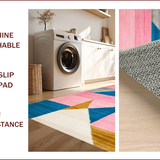 Ultra Soft Area Rug, Non Slip, Stain Resistant, Washable Area Rugs for Living Room, Bedroom, Colorful Modern Symmetrical Design(Pink)