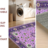 Ultra Soft Area Rug, Non Slip, Stain Resistant, Washable Area Rugs for Living Room, Bedroom, Whimsical Lush Botanical Patterns(Purple)