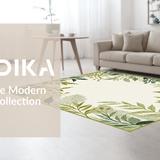 Ultra Soft Area Rug, Non Slip, Stain Resistant, Washable Area Rugs for Living Room, Bedroom, Chic Minimalist Leaf Pattern(Ivory)
