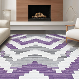 Ultra Soft Area Rug, Non Slip, Stain Resistant, Washable Area Rugs for Living Room, Bedroom, Delicate Soft Tones with Shapes(Purple)