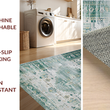 Ultra Soft Area Rug, Non Slip, Stain Resistant, Washable Area Rugs for Living Room, Bedroom, Vintage Inspired Distressed Aesthetic(Gray)