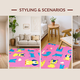 Ultra Soft Area Rug, Non Slip, Stain Resistant, Washable Area Rugs for Living Room, Bedroom, Interactive Colorful Child-Friendly Graphics(Pink)