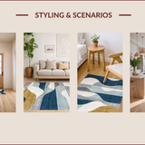 Ultra Soft Area Rug, Non Slip, Stain Resistant, Washable Area Rugs for Living Room, Bedroom, Stylish Minimalist Strokes Design(Blue)