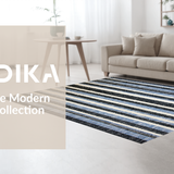 Ultra Soft Area Rug, Non Slip, Stain Resistant, Washable Area Rugs for Living Room, Bedroom, Black and White Striped Festive Decor(Blue)