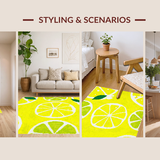 Ultra Soft Area Rug, Non Slip, Stain Resistant, Washable Area Rugs for Living Room, Bedroom, Fresh Lemon Motif Bath Accessory(Yellow)