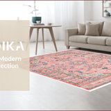 Ultra Soft Area Rug, Non Slip, Stain Resistant, Washable Area Rugs for Living Room, Bedroom, Pastel Traditional Bedroom Area Rug(Pink)