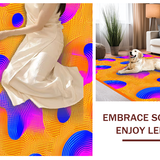 Ultra Soft Area Rug, Non Slip, Stain Resistant, Washable Area Rugs for Living Room, Bedroom, Bright Multicolor Fluid Design(Orange)