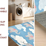 Ultra Soft Area Rug, Non Slip, Stain Resistant, Washable Area Rugs for Living Room, Bedroom, Adorable Child-Friendly Animal Patterns(Blue)