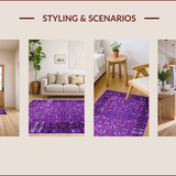 Ultra Soft Area Rug, Non Slip, Stain Resistant, Washable Area Rugs for Living Room, Bedroom, Rustic Floral Vintage Aesthetic(Purple)