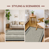 Ultra Soft Area Rug, Non Slip, Stain Resistant, Washable Area Rugs for Living Room, Bedroom, Streamlined Neutral Basketweave Elegance(White)