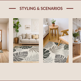 Ultra Soft Area Rug, Non Slip, Stain Resistant, Washable Area Rugs for Living Room, Bedroom, Tropical Inspired Leaf Aesthetic(Beige)