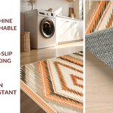 Ultra Soft Area Rug, Non Slip, Stain Resistant, Washable Area Rugs for Living Room, Bedroom, Elegant Ogee Patterned Textile(Orange)