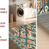 Ultra Soft Area Rug, Non Slip, Stain Resistant, Washable Area Rugs for Living Room, Bedroom, Geometric Teal and Red Fusion(Orange)