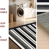 Ultra Soft Area Rug, Non Slip, Stain Resistant, Washable Area Rugs for Living Room, Bedroom, Ebony Ivory Stripe Woven Floor Rug, Chic Farmhouse Porch Decor(Black)
