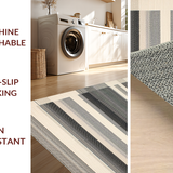 Ultra Soft Area Rug, Non Slip, Stain Resistant, Washable Area Rugs for Living Room, Bedroom, Sleek Geometric Black and Beige(Beige)