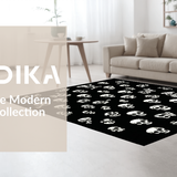 Ultra Soft Area Rug, Non Slip, Stain Resistant, Washable Area Rugs for Living Room, Bedroom, Fun Earthy Toned Skull Art(Black)