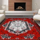 Ultra Soft Area Rug, Non Slip, Stain Resistant, Washable Area Rugs for Living Room, Bedroom, Eclectic Gray Tiled Sound Patterns(Red)