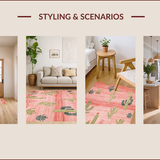 Ultra Soft Area Rug, Non Slip, Stain Resistant, Washable Area Rugs for Living Room, Bedroom, Rustic Cactus Boot Aesthetic(Pink)