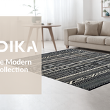 Ultra Soft Area Rug, Non Slip, Stain Resistant, Washable Area Rugs for Living Room, Bedroom, Dynamic Geometric Lines with Animal Motif(Black)