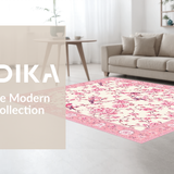 Ultra Soft Area Rug, Non Slip, Stain Resistant, Washable Area Rugs for Living Room, Bedroom, Serene Minimalist Floral Touch(Ivory)