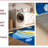 Ultra Soft Area Rug, Non Slip, Stain Resistant, Washable Area Rugs for Living Room, Bedroom, Whimsical Celestial Cartoon Imagery(Blue)