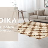 Ultra Soft Area Rug, Non Slip, Stain Resistant, Washable Area Rugs for Living Room, Bedroom, Elegant Geometric Diamond Motif(Beige)