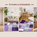 Ultra Soft Area Rug, Non Slip, Stain Resistant, Washable Area Rugs for Living Room, Bedroom, Striking Purple and Black Motif(Purple)