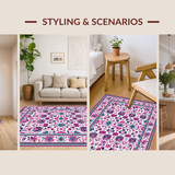 Ultra Soft Area Rug, Non Slip, Stain Resistant, Washable Area Rugs for Living Room, Bedroom, Chic Dark Floral Aesthetic(White)