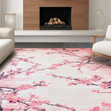 Ultra Soft Area Rug, Non Slip, Stain Resistant, Washable Area Rugs for Living Room, Bedroom, Tranquil Rustic Blossom Theme(Pink)
