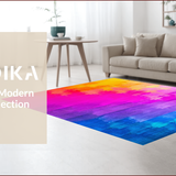 Ultra Soft Area Rug, Non Slip, Stain Resistant, Washable Area Rugs for Living Room, Bedroom, Fluffy Rainbow Tie-Dye(Red)