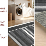 Ultra Soft Area Rug, Non Slip, Stain Resistant, Washable Area Rugs for Living Room, Bedroom, Chic Dual-Color Banded Floor Accent With Versatile Graphic Linear Motif(Gray)