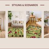 Ultra Soft Area Rug, Non Slip, Stain Resistant, Washable Area Rugs for Living Room, Bedroom, Charming Rustic Nature Pattern(Green)