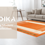 Ultra Soft Area Rug, Non Slip, Stain Resistant, Washable Area Rugs for Living Room, Bedroom, Vibrant Earthy Geometric Motif(Orange)