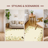 Ultra Soft Area Rug, Non Slip, Stain Resistant, Washable Area Rugs for Living Room, Bedroom, Serene Floral Fantasy Design(Beige)